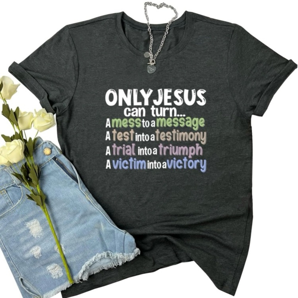 Christian Inspirational Tee Faith and Encouragement Graphic Shirt Black White